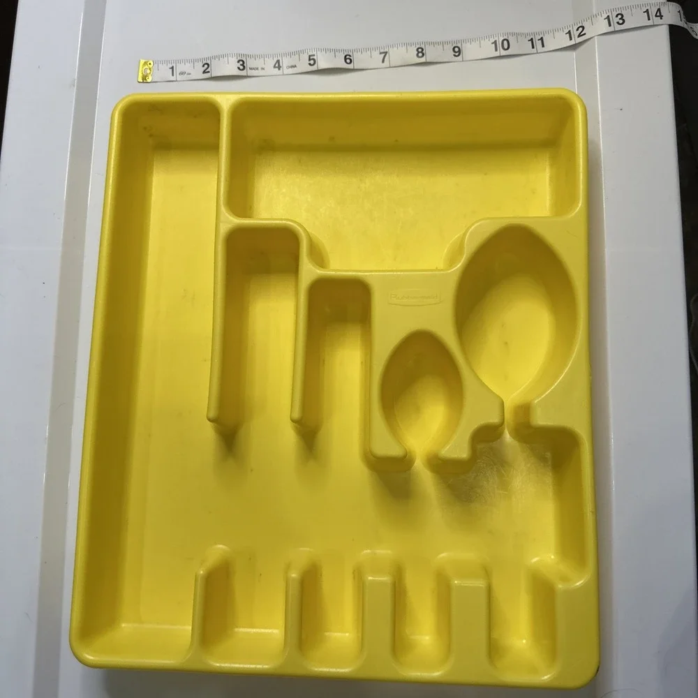 Vintage Rubbermaid‎ bright yellow 2922 Utensil Silverware Tray Drawer Organizer